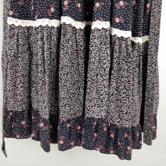 Gunne Sax Calico Floral Brown Pink Corset Sundress - Picture 14 of 16